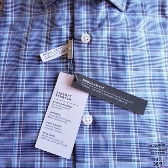 Michael Kors Airsoft Stretch Fabric Plaid Classic-Regular Fit Dress Shirt - Picture 4 of 7